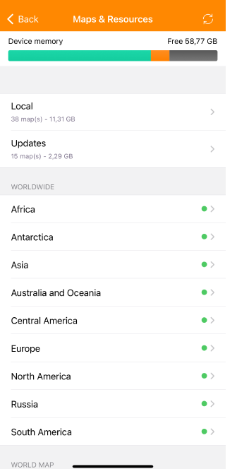Download-Kartenmenü allgemein iOS