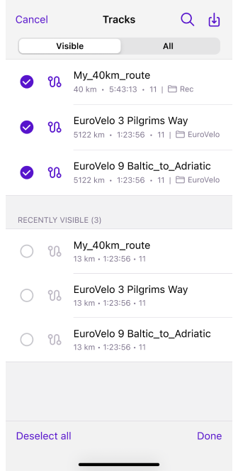 Karte konfigurieren Tracks iOS