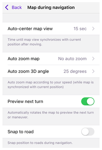 Kartenansicht während der Navigation
