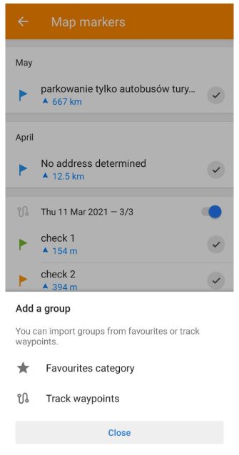 Kartenmarkierungen Gruppen Android