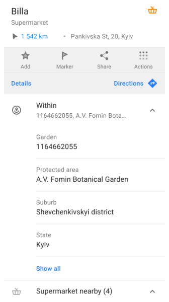 Polygon-Informationen Android