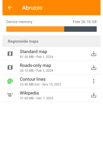 Suchfunktion zum Herunterladen von Karten Android