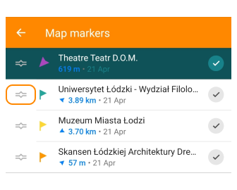 Markierungen in einer Liste sortieren Android