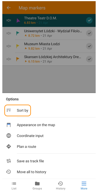 Alternative Markierungssortierung Android 1