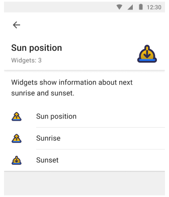 Sonnenuntergangs- und Sonnenaufgangs-Widgets