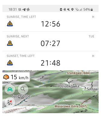 Sonnenuntergangs- und Sonnenaufgangs-Widgets
