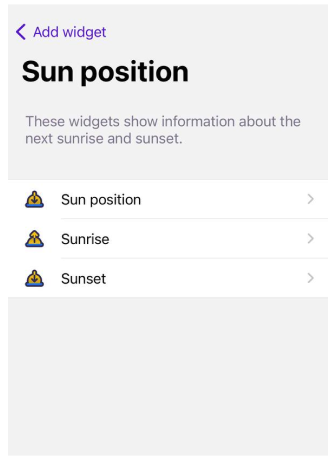 Sonnenuntergangs- und Sonnenaufgangs-Widgets