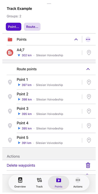 Kontext Track-Menü Punkte iOS