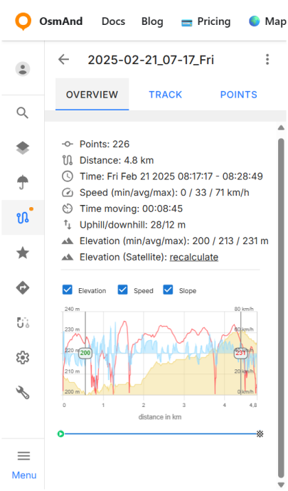 OsmAnd Web cloud GPX edit