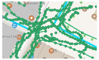Puntos del complemento de Mapillary en el mapa Android
