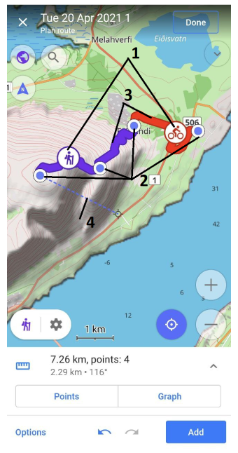Planificar una ruta Android-línea de ruta