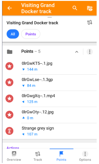 Puntos de referencia en el track
