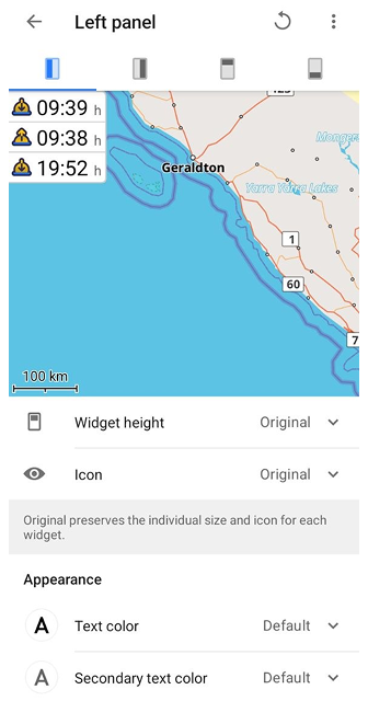Apariencia del panel de widgets