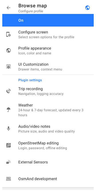 Paramètres du plugin Android 2