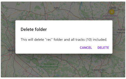 Menu du dossier de traces