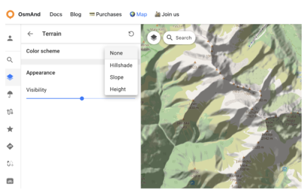 Menu Configurer la carte Terrain