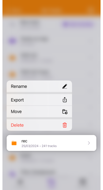 Menu contextuel d&#39;une trace sur iOS