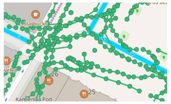 Points du plugin Mapillary sur la carte iOS