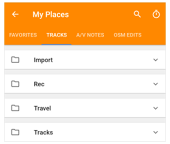 Menu Mes Lieux Android