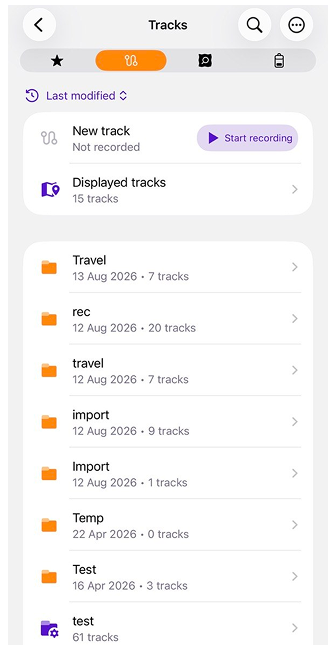 Mes lieux avec des traces sur iOS