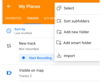 Fonction de tri des traces Mes lieux Android