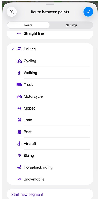 Planifier un itinéraire ios