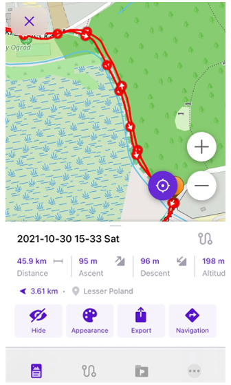 Statistics screen track iOS