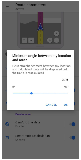 Recalcul en ligne droite Android