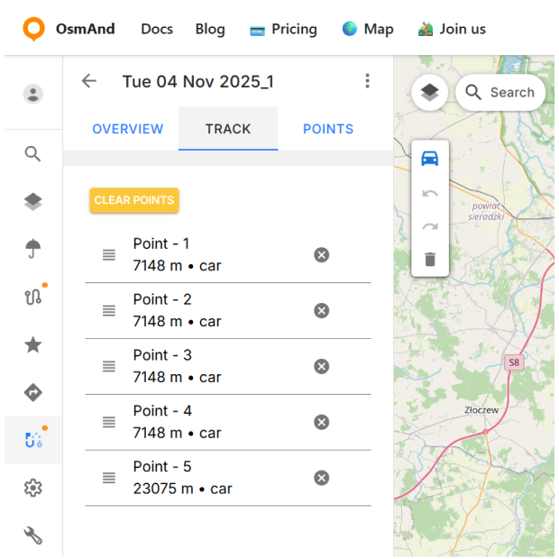 Panneau Trace web OsmAnd