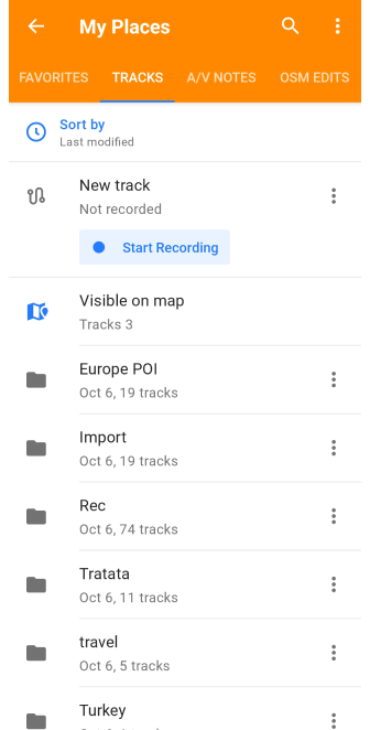 Mes lieux avec des traces sur Android
