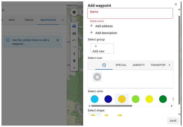 Panneau Points de cheminement web OsmAnd