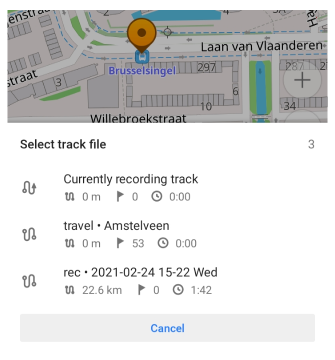 Seleziona traccia per aggiungere waypoint Android