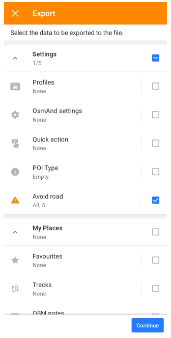 Evita strada sulla mappa esporta Android 1