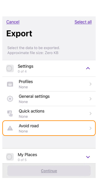 Evita strada sulla mappa esporta iOS 1