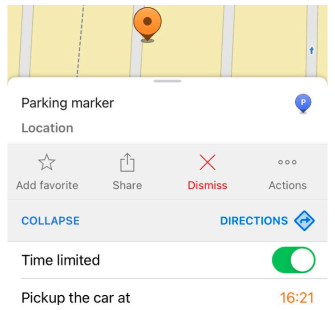 Azione Elimina Parcheggio iOS