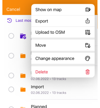 Le mie tracce dei luoghi iOS