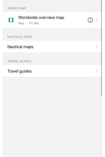 Menu di download mappe iOS