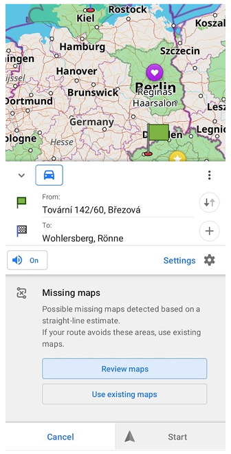 Messaggio nessuna mappa durante la costruzione della navigazione Android 5
