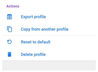 Impostazioni Azioni profili Android