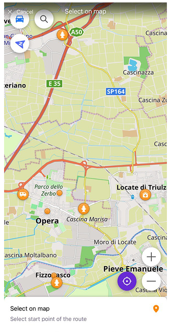 Seleziona sulla mappa iOS