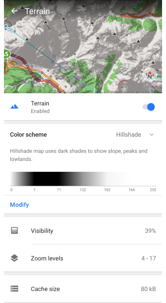 Menu Terreno Android