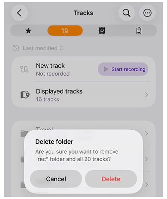 Menu contestuale di una traccia in iOS