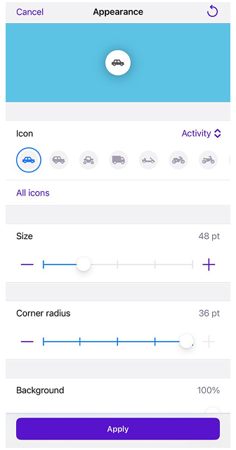 Uiterlijk van kaartknoppen