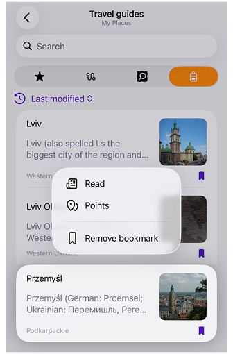 Reisgidsen iOS
