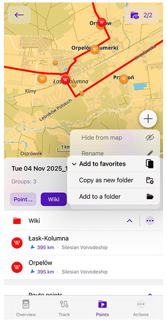 Spoormenu Groepsmenu iOS