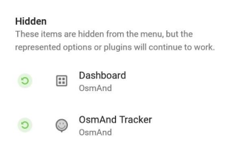Ukryte elementy menu szuflady 