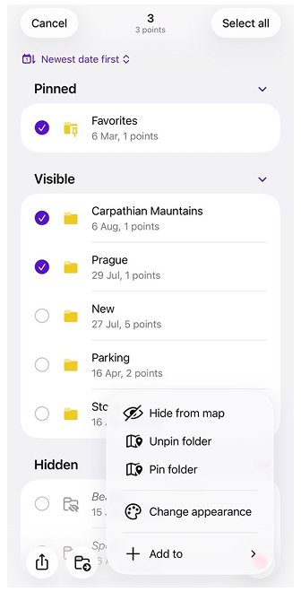 Akcje ulubionych ios