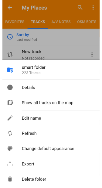Moje miejsca Zarządzanie Inteligentnymi Folderami Android