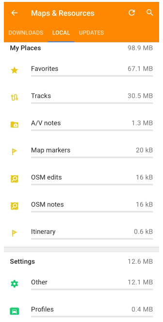 Zakładka lokalna Android 2