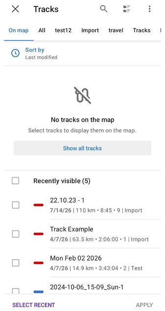 Konfiguracja mapy śladów Android